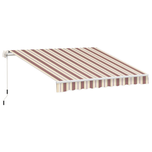 Outsunny 13' x 8' Retractable Awning, Patio Awnings, Sunshade Shelter w/ Manual Crank Handle, UV & Water-Resistant Fabric and Aluminum Frame for Deck, Balcony, Yard, Red Stripes