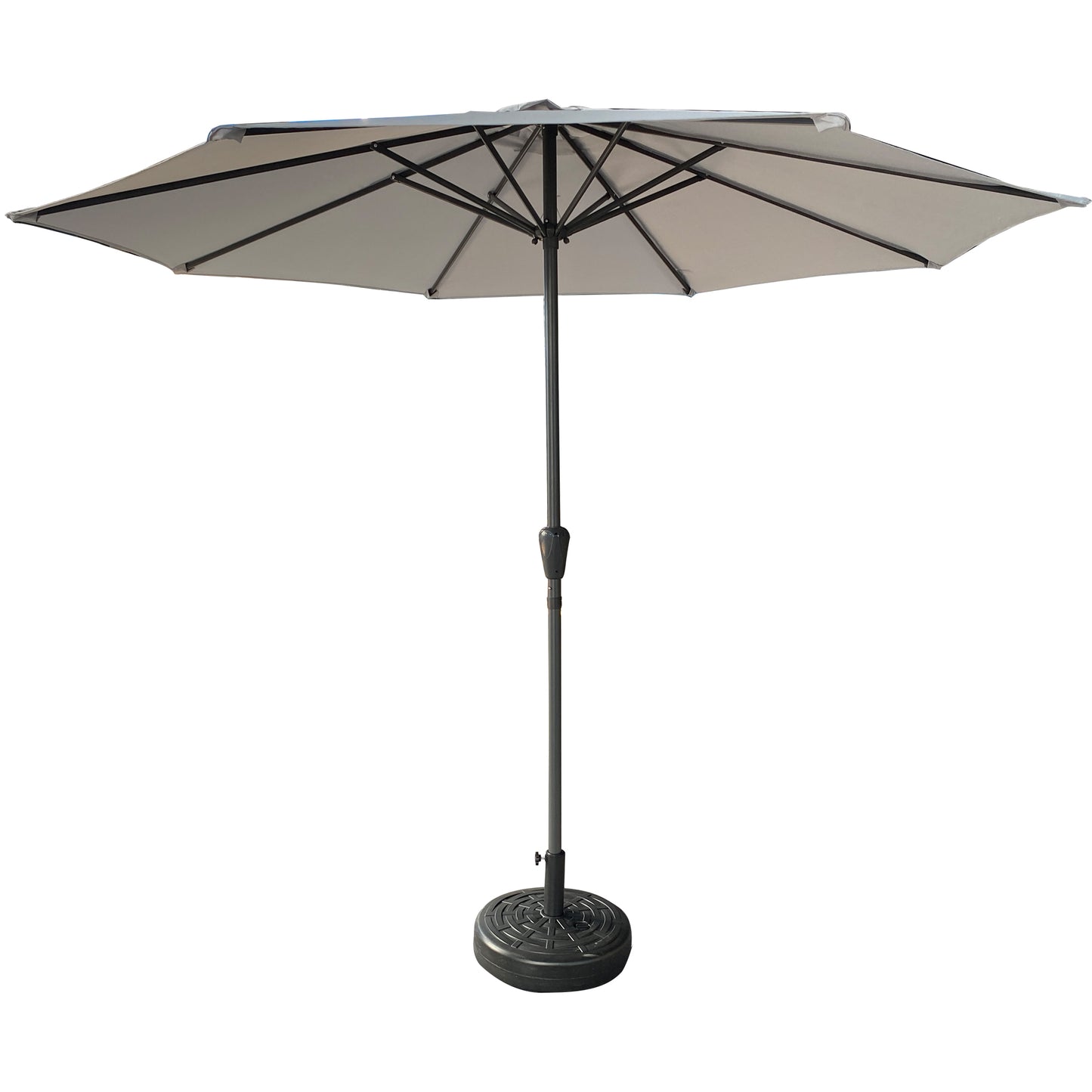 9' Outdoor Patio Aluminum Umbrella, Outdoor Table Umbrella,Market Umbrella with 8 Sturdy Ribs, UV 50+ Protection,  Crank Perfect for Patio, Beach, Garden - Gray without base