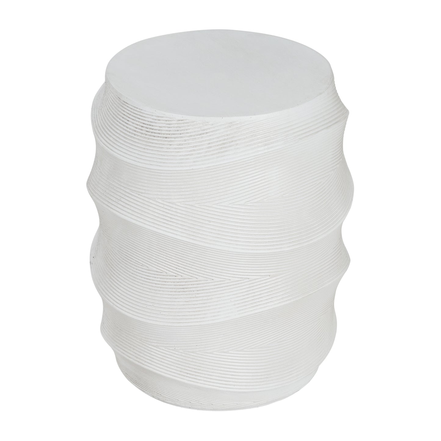 Antique-Style Magnesium Oxide Outdoor Side Table, White Finish