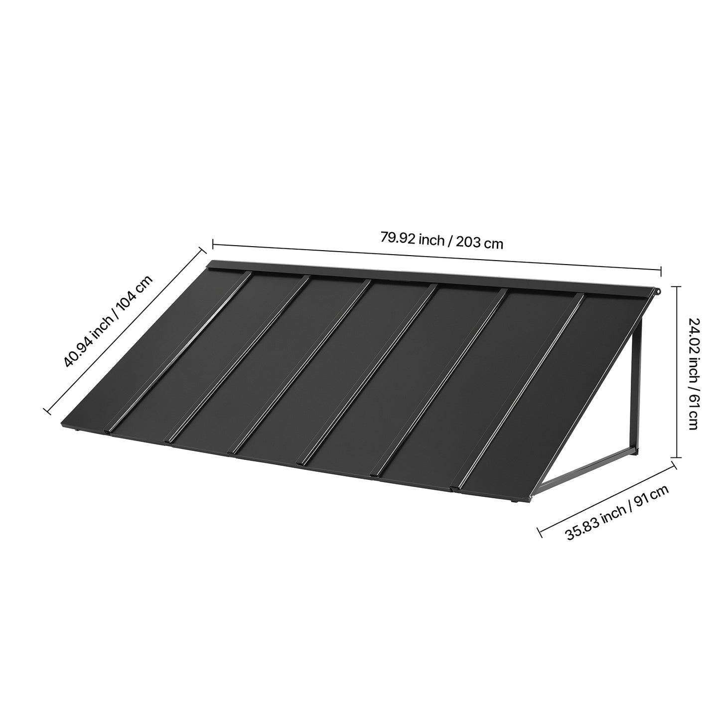 Window Awning Door Canopy 80x36 in Outdoor Steel Front Door Awnings Anti-Rust