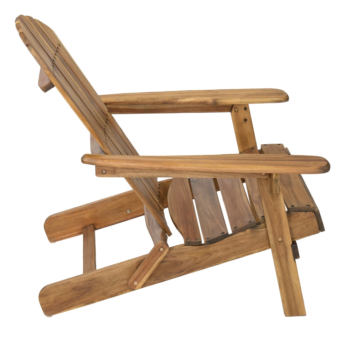 Folding Adirondack Chair Wooden Accent Furniture Lounge Chairs,Foldable Design for Patio & Garden Relaxation with Slatted Back & Wide Armrests- Teak Finish(Original SKU:57702.00NTLS/N770P241668M)