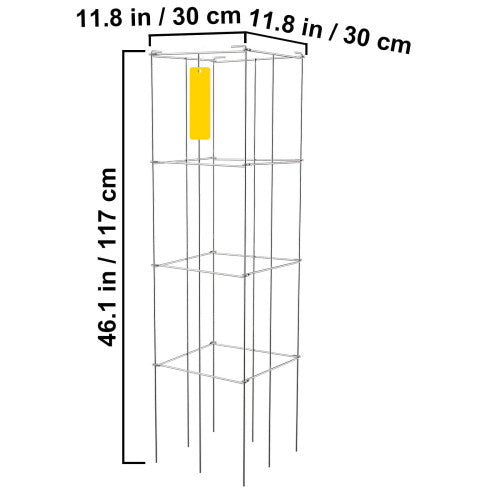 46.1 in. Tomato Cages 5-Piece Square Plant Support Cages Silver PVC-Coated Steel Tomato Towers for Climbing Vegetables