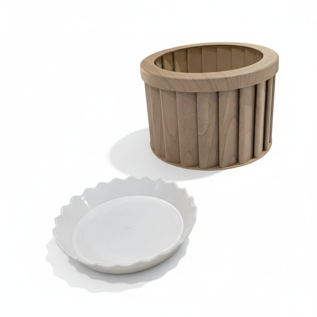 Round Strata Planter MD - Beige Brown