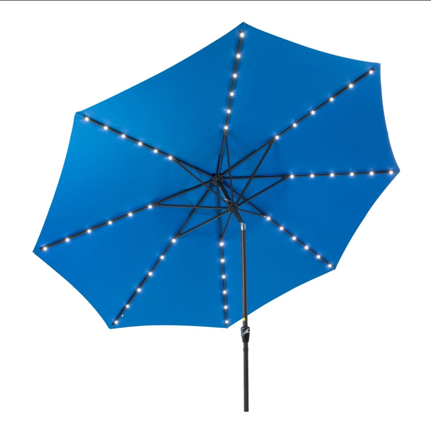 11 Feet Blue Solar LED  Patio Umbrella with Crank Lift , Tilt * 8 Ribs, UV-Resistant Canopy for Pool, Backyard & Patio (Without base)