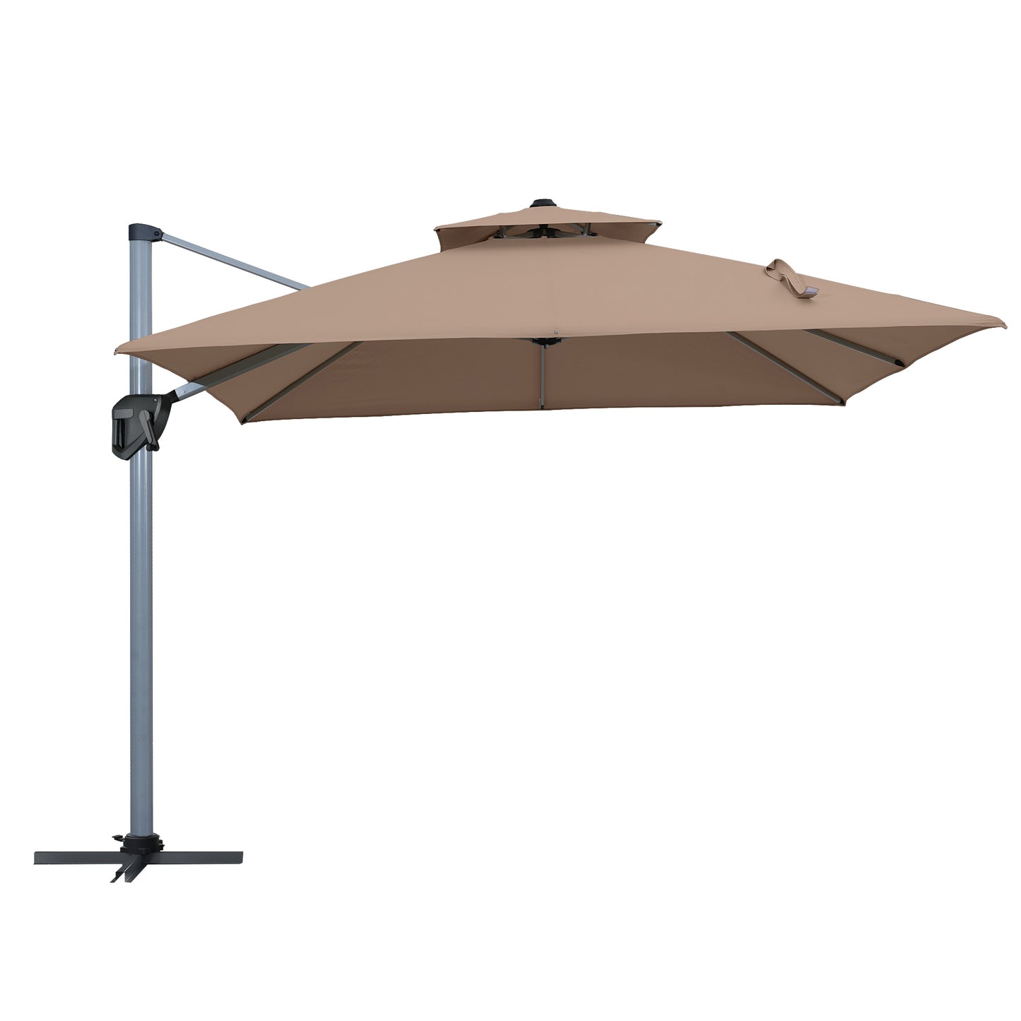 11FT Patio Umbrella Outdoor Square Double Top Umbrella in Brown(without Umbrella Base)