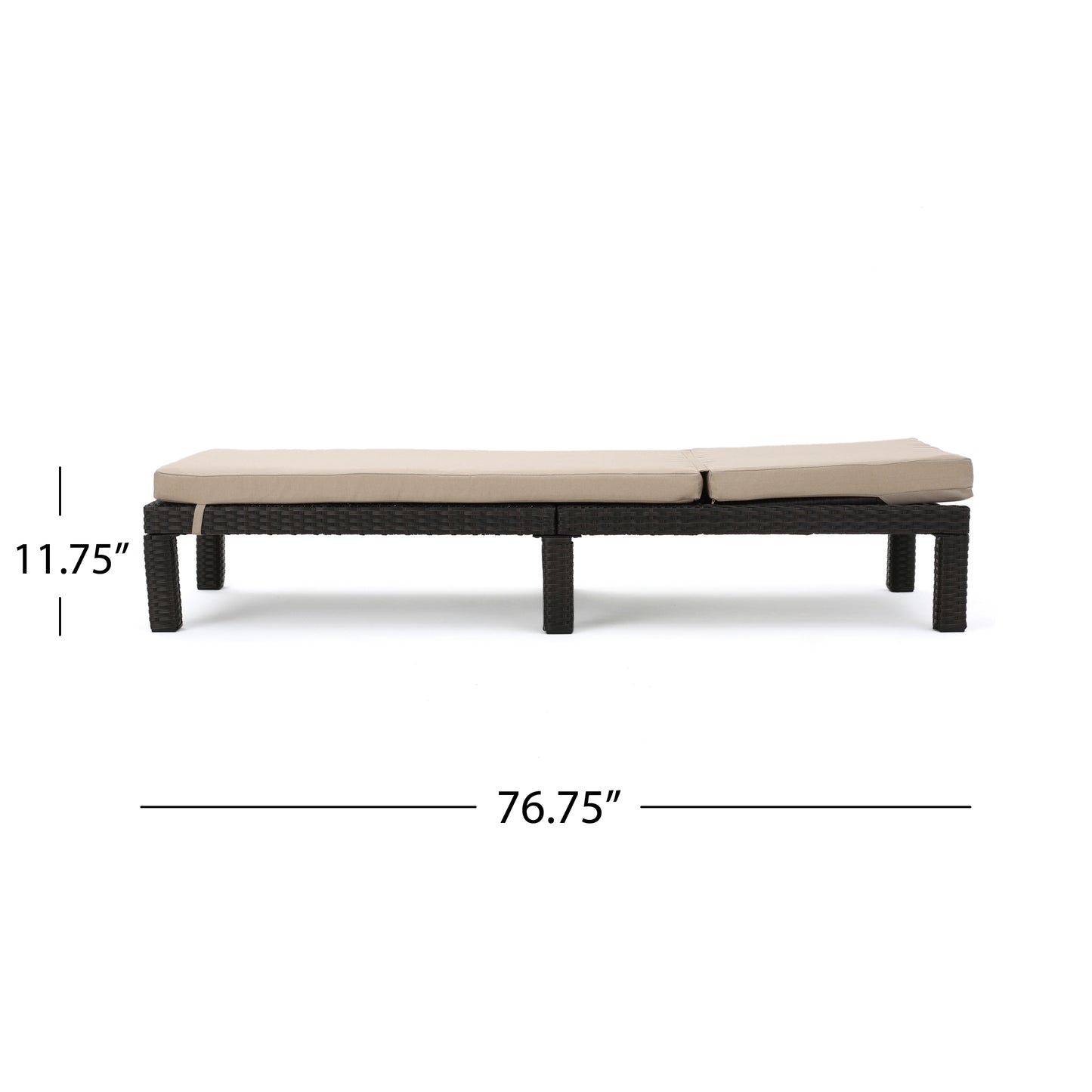 PUERTA KD CHAISE LOUNGE, DARK BROWN FRAME WITH BEIGE CUSHION