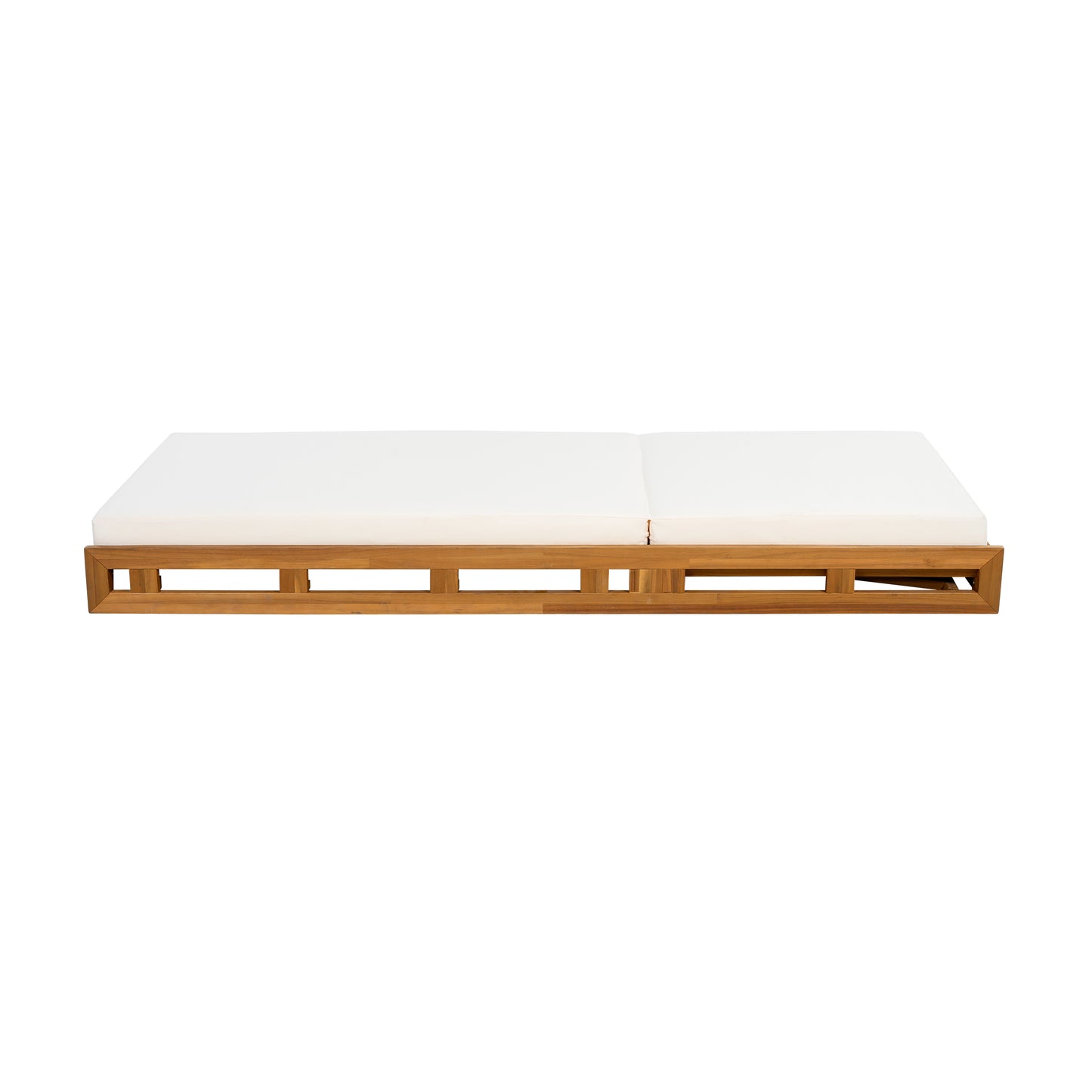 LOUNGE CHAISE SET, ACACIA WOOD WITH WATER-RESISTANT LOUNGE CUSHIONS (CREAM & 4 INCH THICK) - MATCHING DARK GREY VERSION AVAILABLE