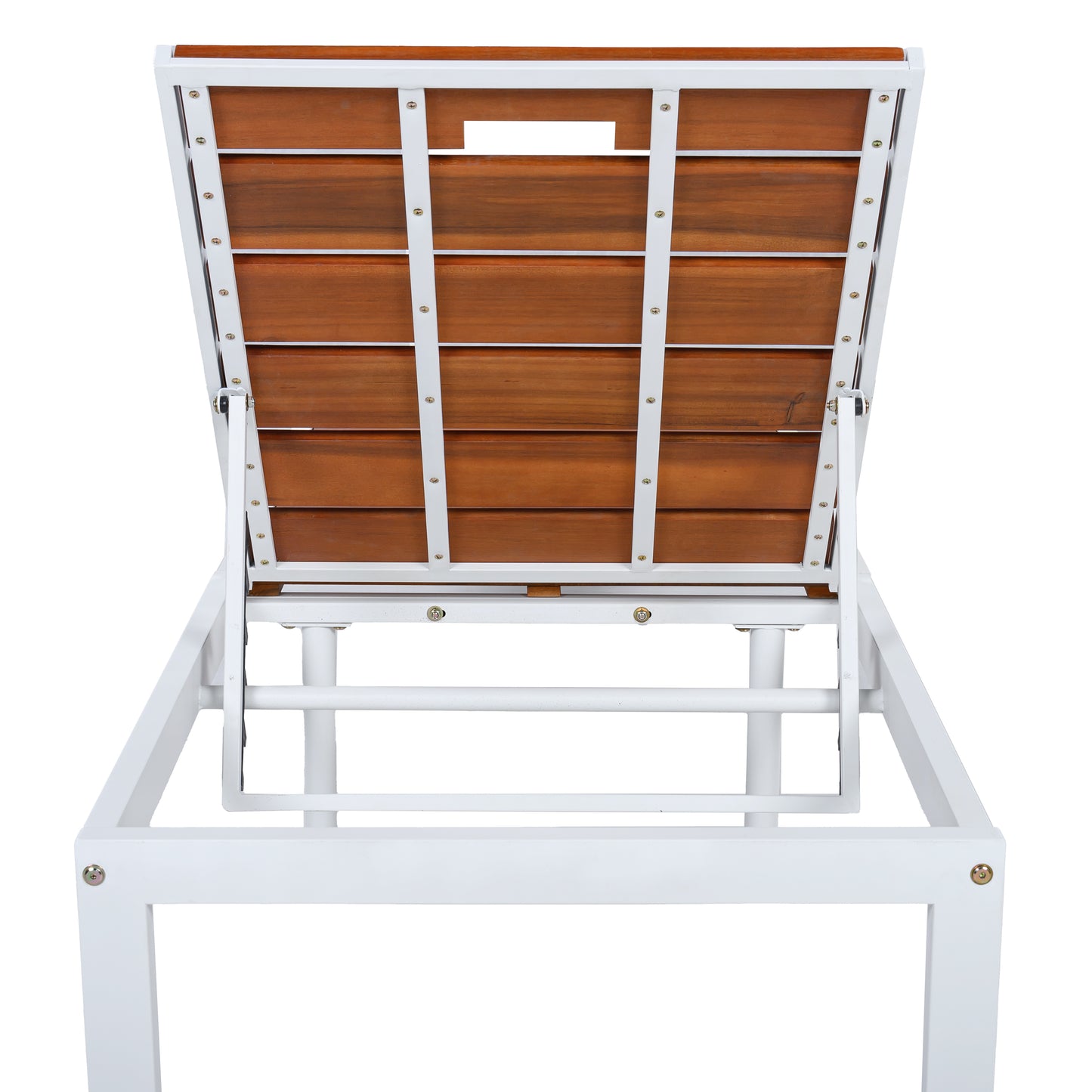 Outdoor Chaise Lounges Pool Lounge Chairs Outdoor Daybed Recliner with Adjustable Backrest for Patio, Poolside or Beach, White+Brown
