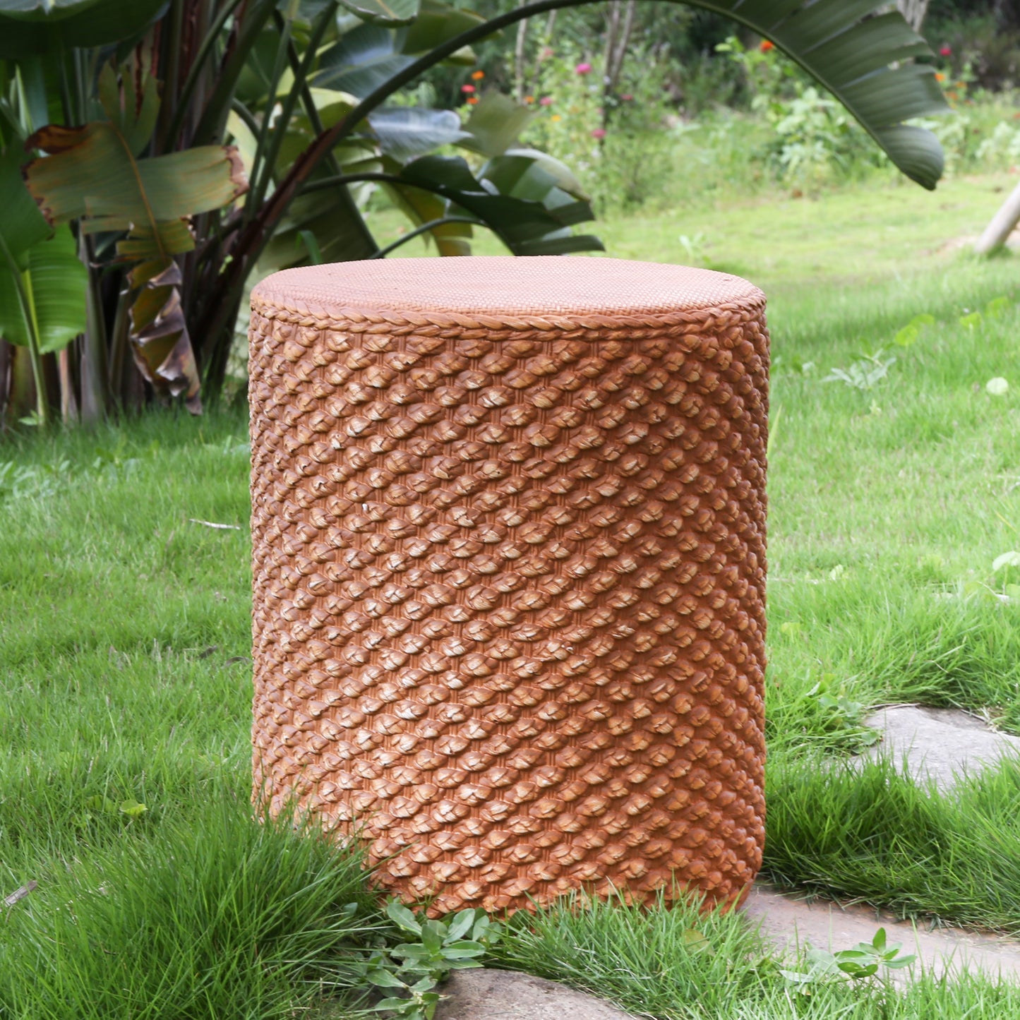 Evie Outdoor Patio Round MGO Side Table, Brown