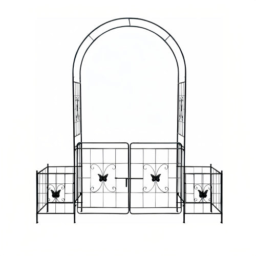 84.6 in. x 78.74 in. Metal Arch Garden Trellis for Wedding Ceremony Party Plant Climbing in Black