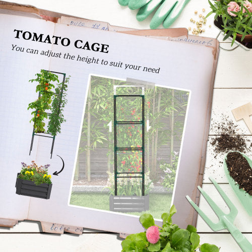 73 .5 in. x 24 in. Outdoor Planter Box with Trellis Galvanized Raised Garden Bed Open Bottom for Climbing Plants, Gray