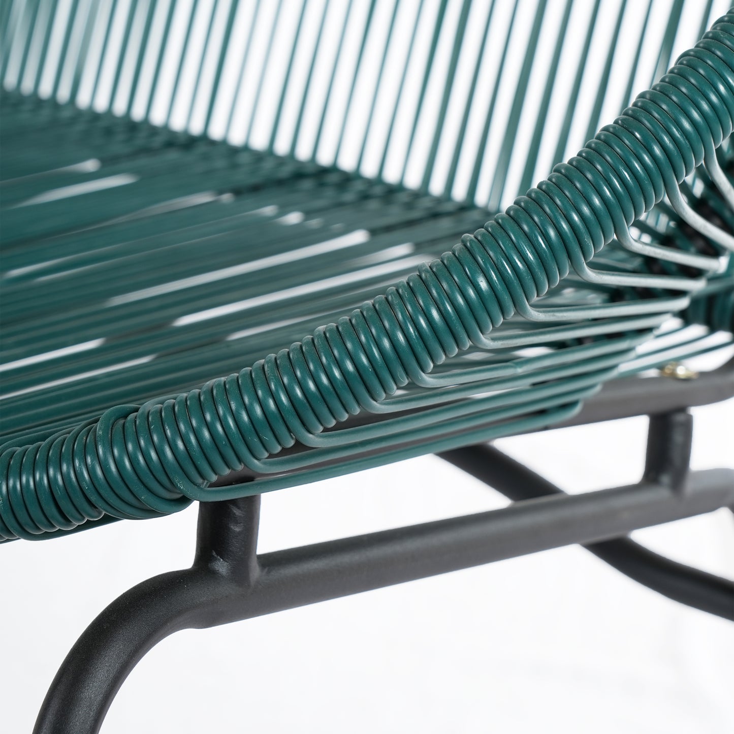 CONDESSA OUTDOOR PATIO WICKER LOVE SEAT, GREEN PE RATTAN & IRON FRAME, SET OF 1