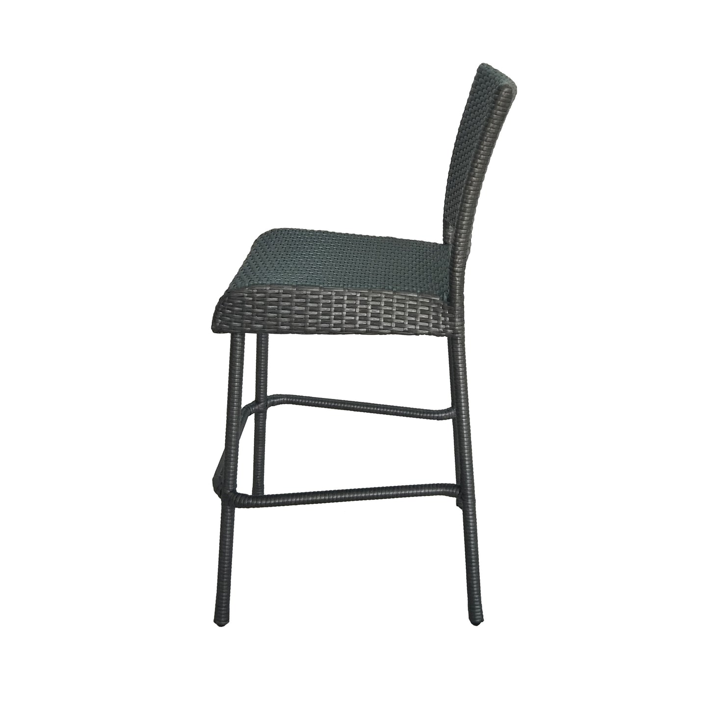 29" Outdoors PE Rattan Armless Barstools, Set of 2, Grey