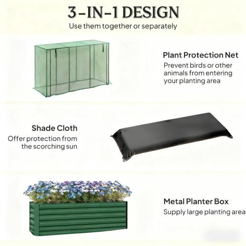 70.75 in. L x 23.5 in. W x 22.75 in. H Beige Steel Raised Garden Bed