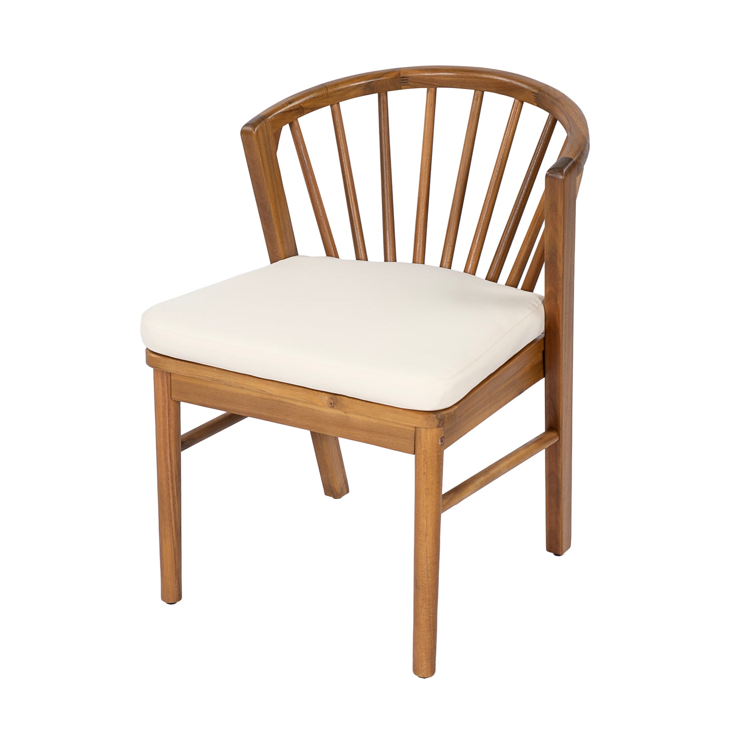 Outdoor Dining Chairs Set of 2, Acacia Wood Patio Chairs with Cream Washable Cushion,for Backyard, Poolside, Garden,Teak