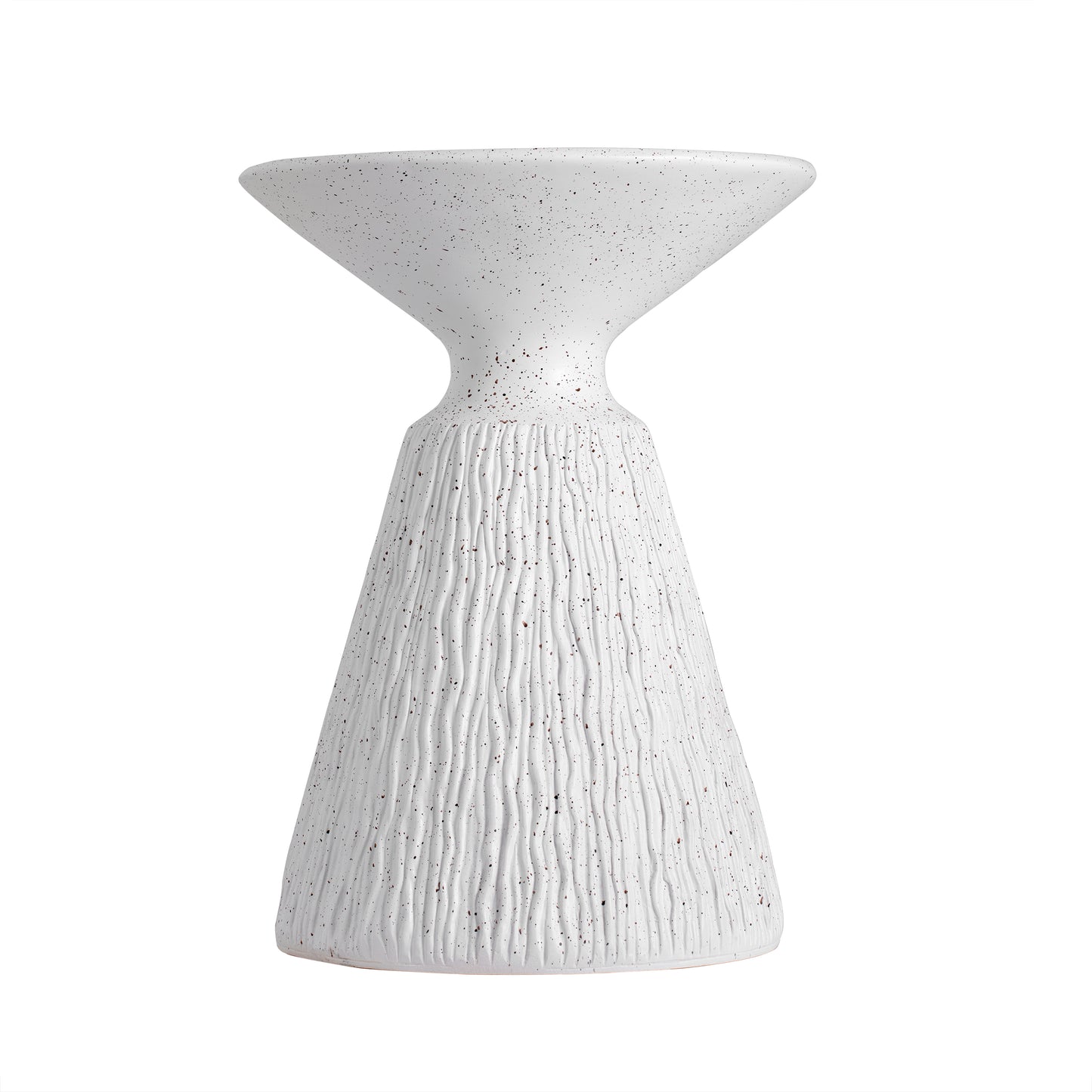 Outdoor White Marble Retro Speckled Textured All-Weather MGO Side Table – Indoor End Table for Home, Office, Living Room & Patio Decor