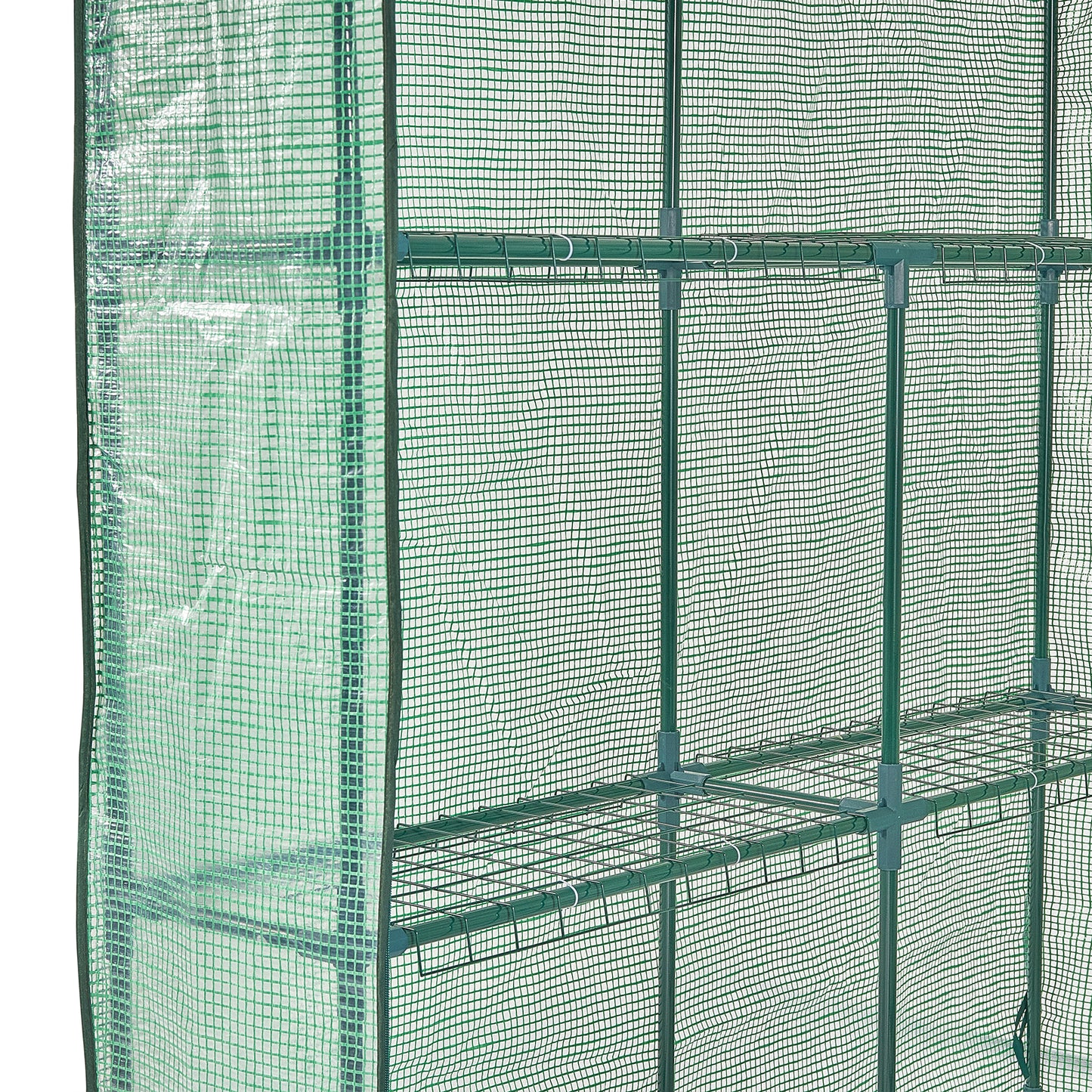 Walk-in Green House, 4.6 x 4.6 x 6.6 ft , Greenhouse with Shelves, High Strength PE Cover with Zipper Door and Steel Frame, Assembly in Minutes, Suitable for Planting and Storage