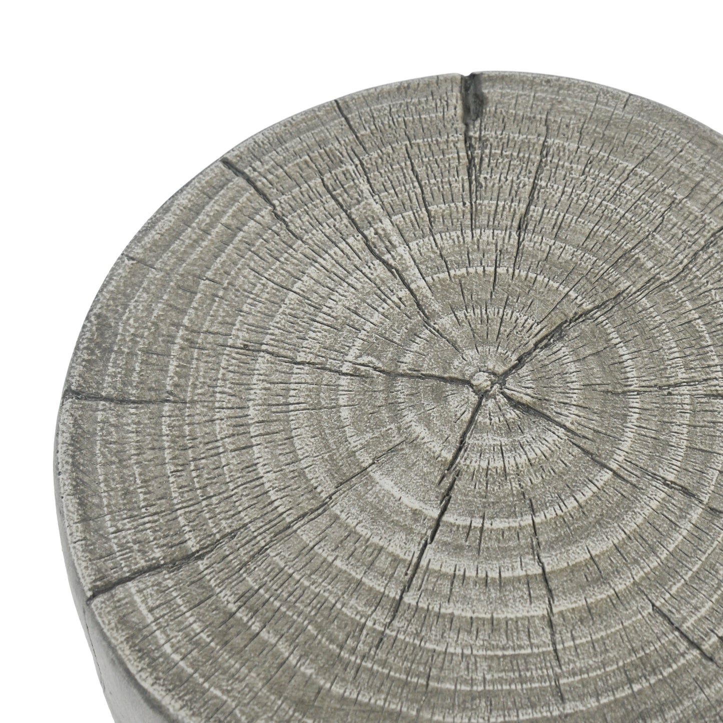 Outdoor Side Table,Hollow Design End Table,Patio Garden Stool Table,Decorative Accent Table for Patio Balcony Beach Pool Side,Lightweight Concrete,Wood Like Texture,Grey Color