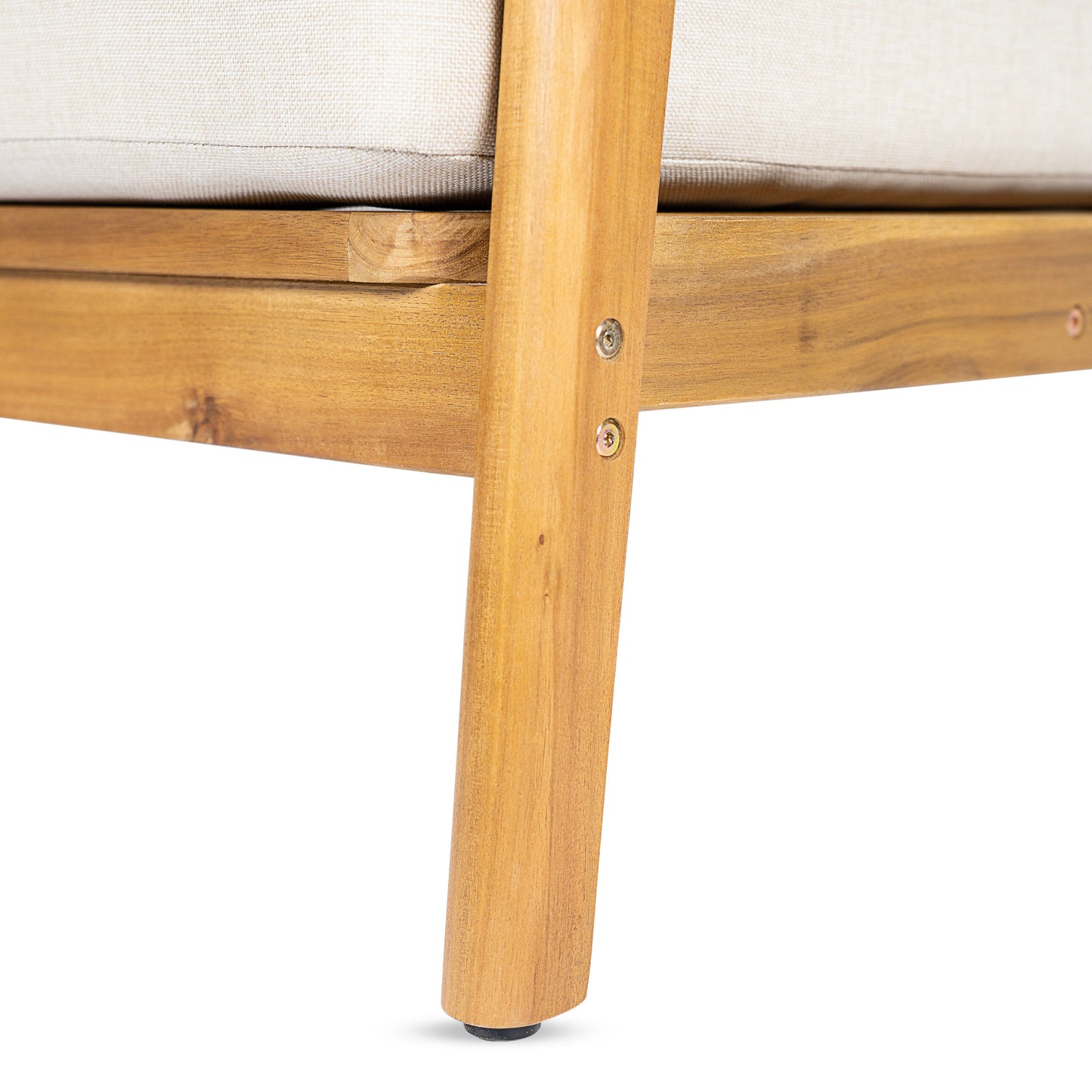 Outdoor Club Chair , Acacia Wood Frame with Rope Back Detail, Water-Repellent Beige Cushions for Patio/Backyard/Deck