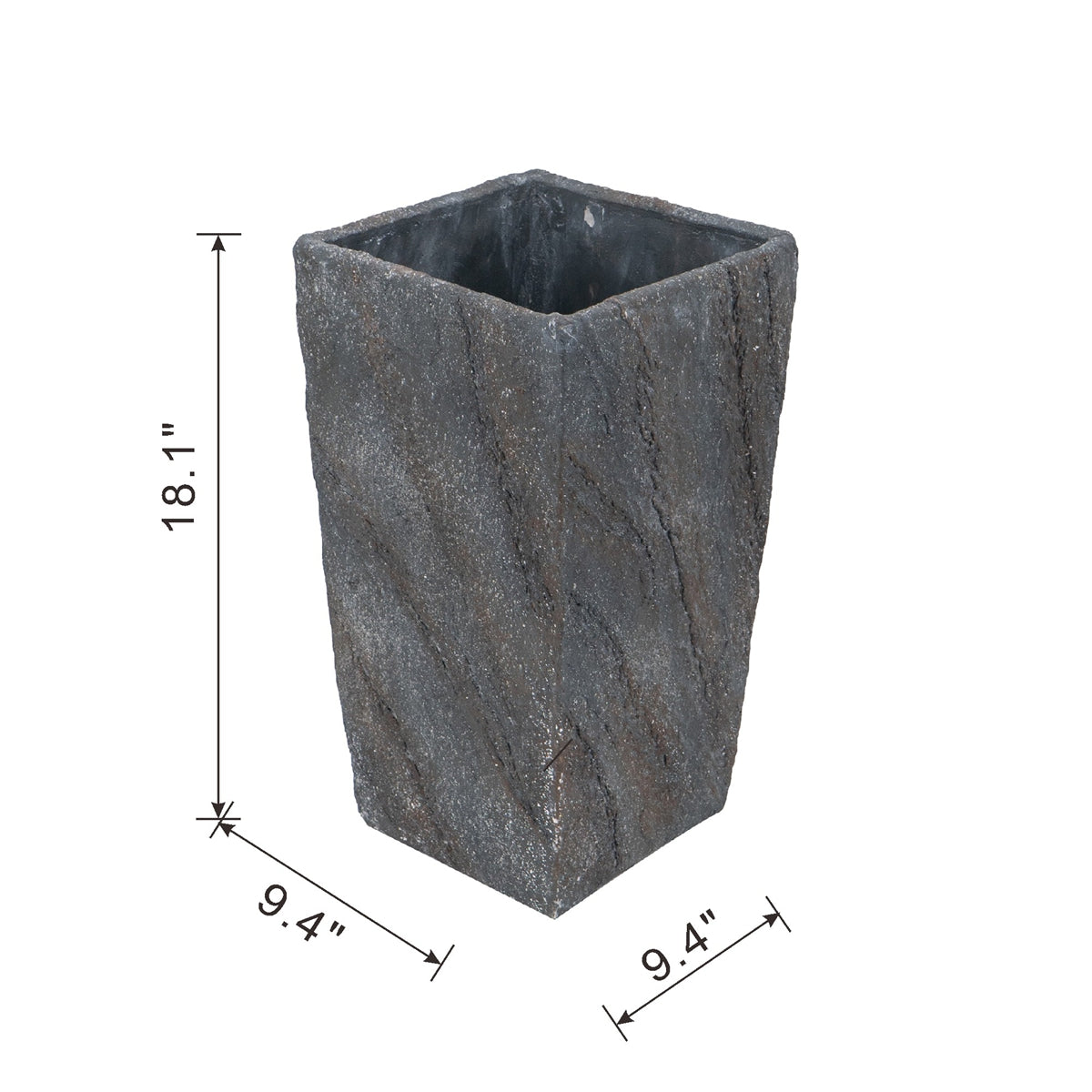9.4x9.4x18.1" Cement Planter Large, Indoor Outdoor Garden Functional  Decor