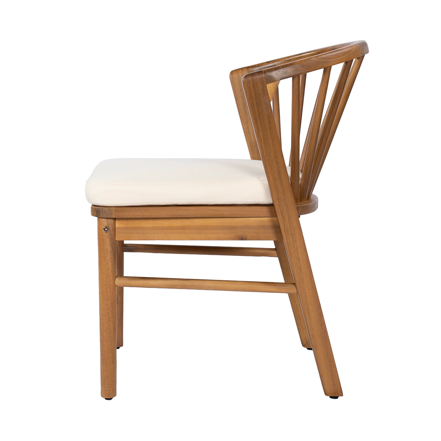 Outdoor Dining Chairs Set of 2, Acacia Wood Patio Chairs with Cream Washable Cushion,for Backyard, Poolside, Garden,Teak