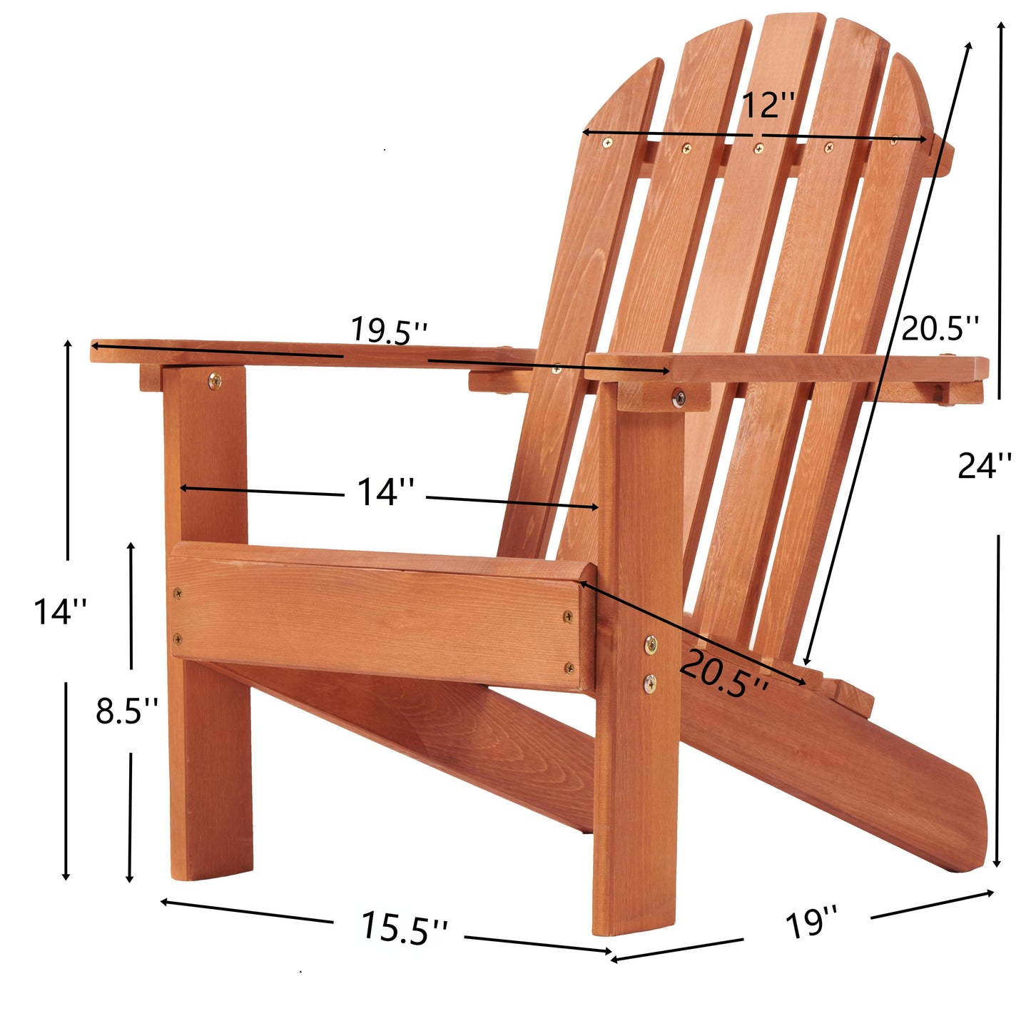 Wooden Kid's Adirondack Chair for Indoor and Outdoor, Natural Cedar Patio Lounge Chiar for Kids