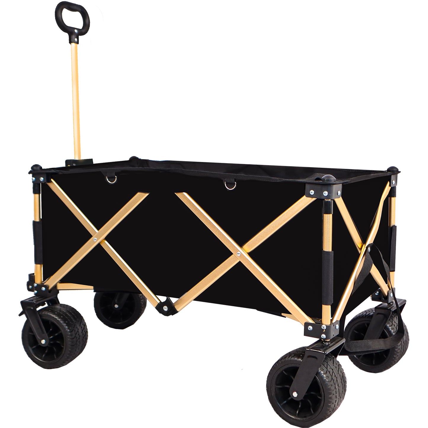 Aluminum alloy folding wagon, Heavy Duty Utility Beach Wagon Cart for Sand with Big Wheels, Adjustable Handle&Drink Holders for Shopping, Camping,Garden and Outdoor