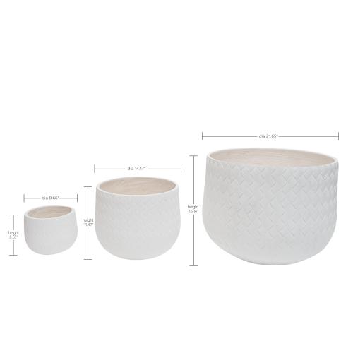 Callaia Large 8.66 in. 14.17 in. and 21.65 in. Dia White MGO Round Indoor and Outdoor Planters (3-Pack)