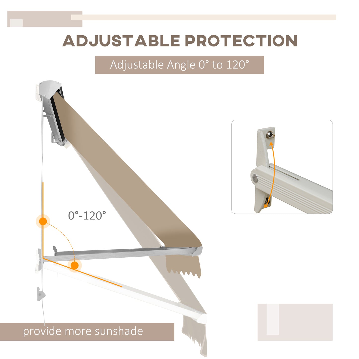 Outsunny 6' Drop Arm Manual Retractable Window Awning Sun Shade Shelter for Patio Balcony Outdoor, Aluminum, Cream White