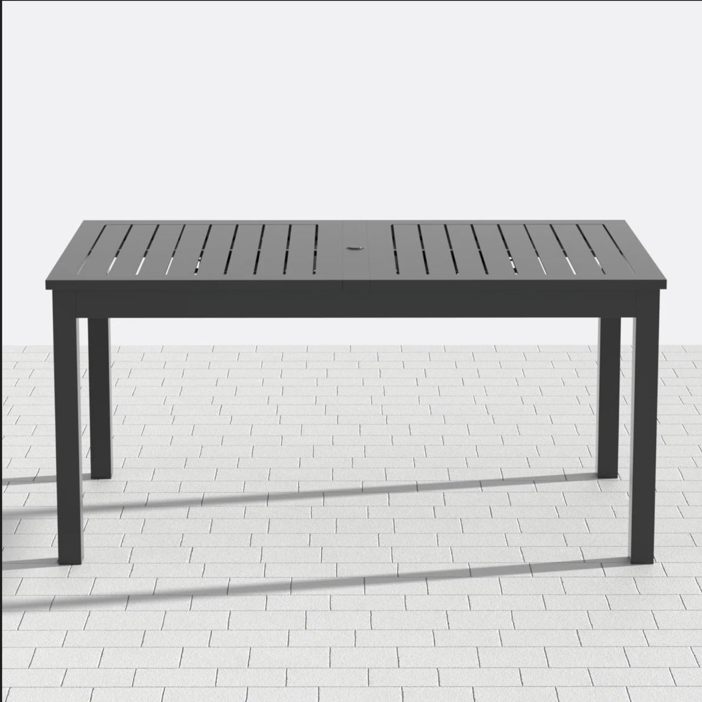 63"-92" Extendable Aluminum Outdoor Dining Table, All-Weather Gray Patio Table
