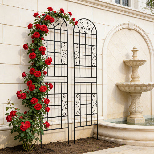 2 Pack Metal Garden Trellis 71 in. x 19.7 in. Rustproof Trellis for Climbing Plants Outdoor Flower Support Black
