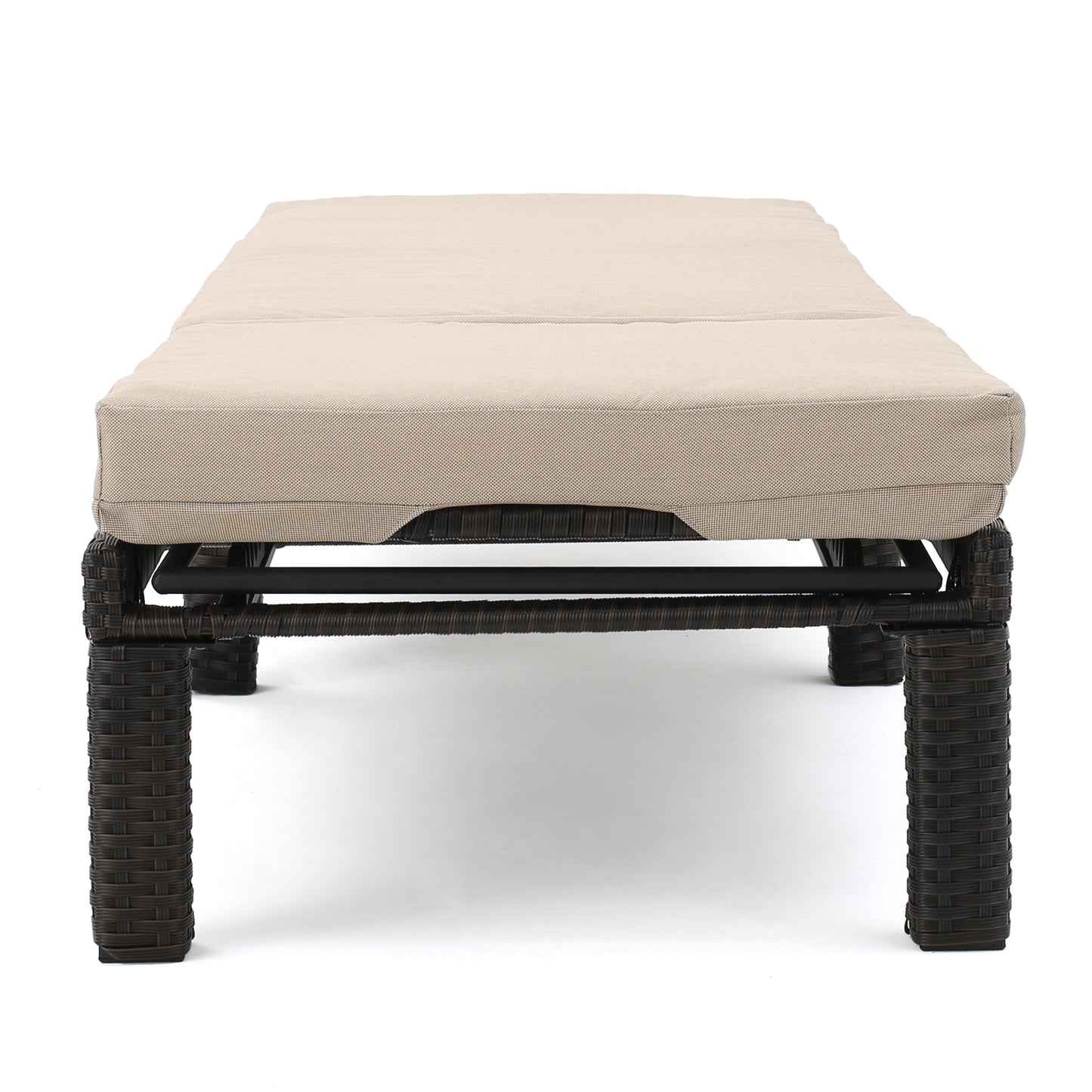 PUERTA KD CHAISE LOUNGE, DARK BROWN FRAME WITH BEIGE CUSHION