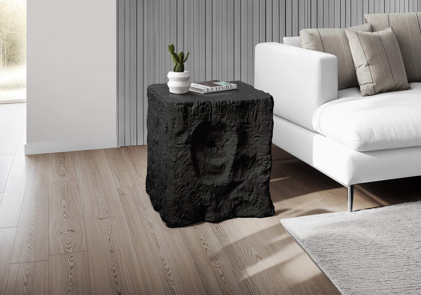 Accent Table, 25"h, Indoor Or Outdoor, End, Nightstand, Side Table, Square, Living Room, Bedroom, Black, Contemporary, Modern