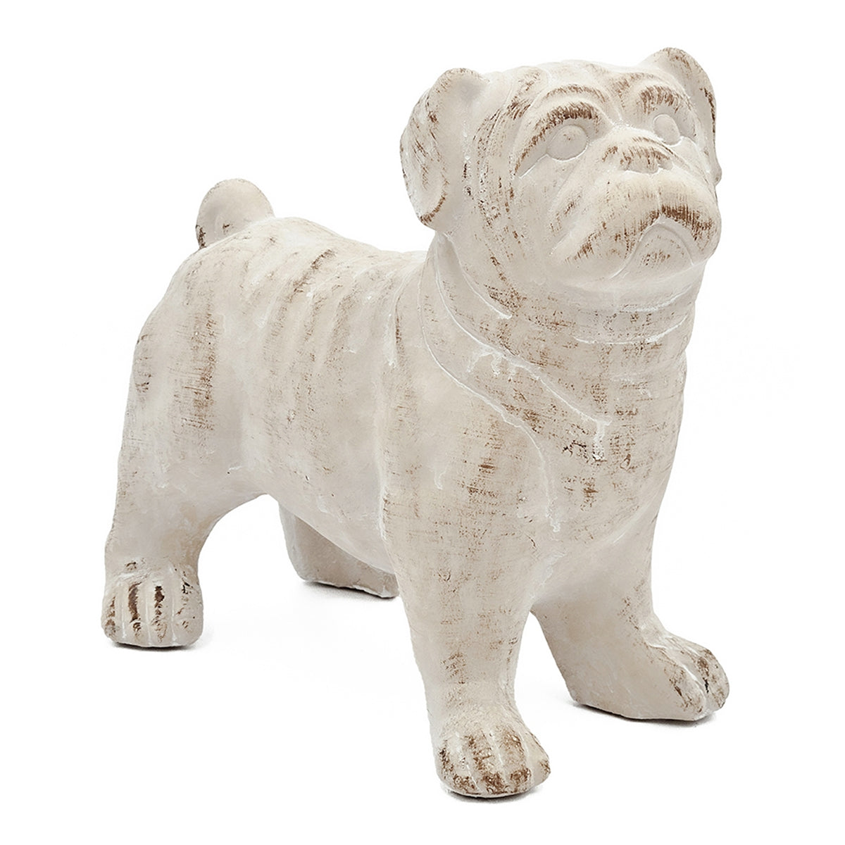 8.5x4.5x8.1" Standing Bulldog Figurine with Natural Beige Finish