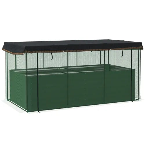 70.9 in. x 23.6 in. x 22.6 in. Galvanized Steel Raised Garden Bed with Net Cover and Roof, Metal Planter Box, Beige