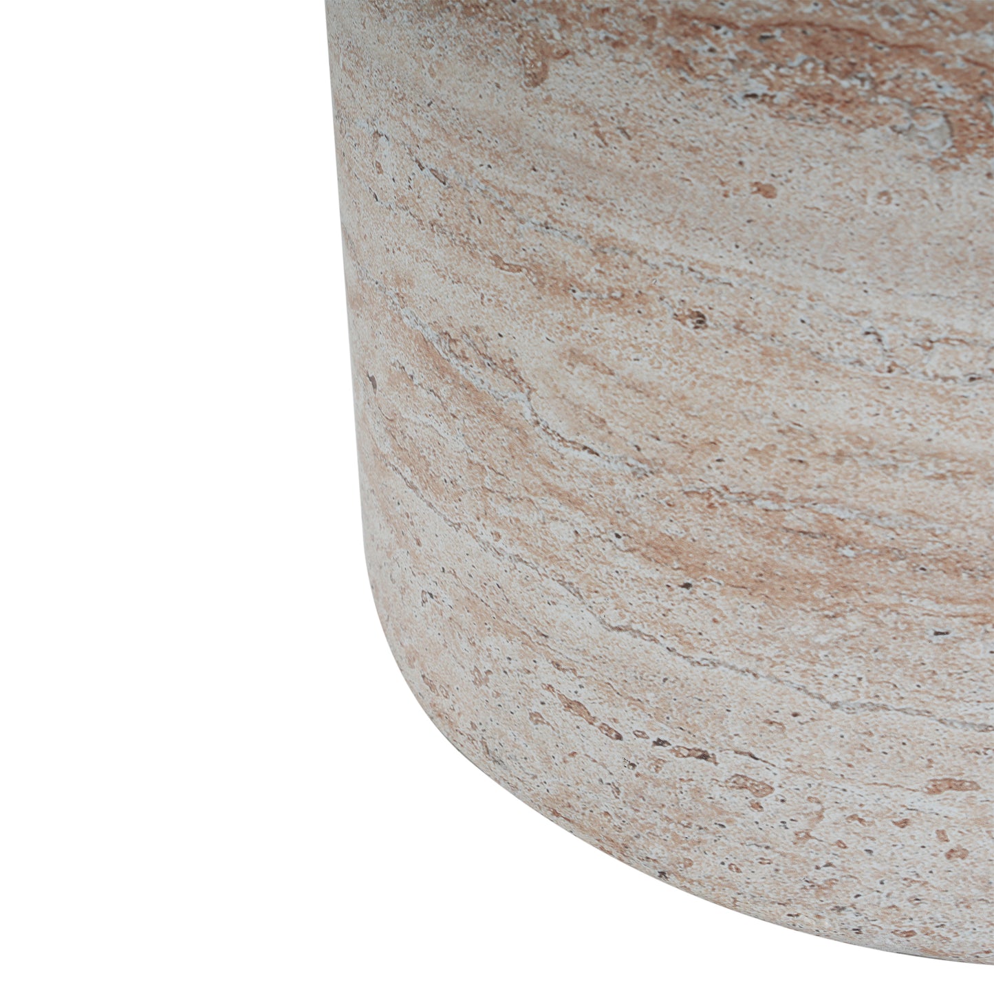 Outdoor/Indoor Lightweight Concrete Side Table With Side Handles,Travertine Finish