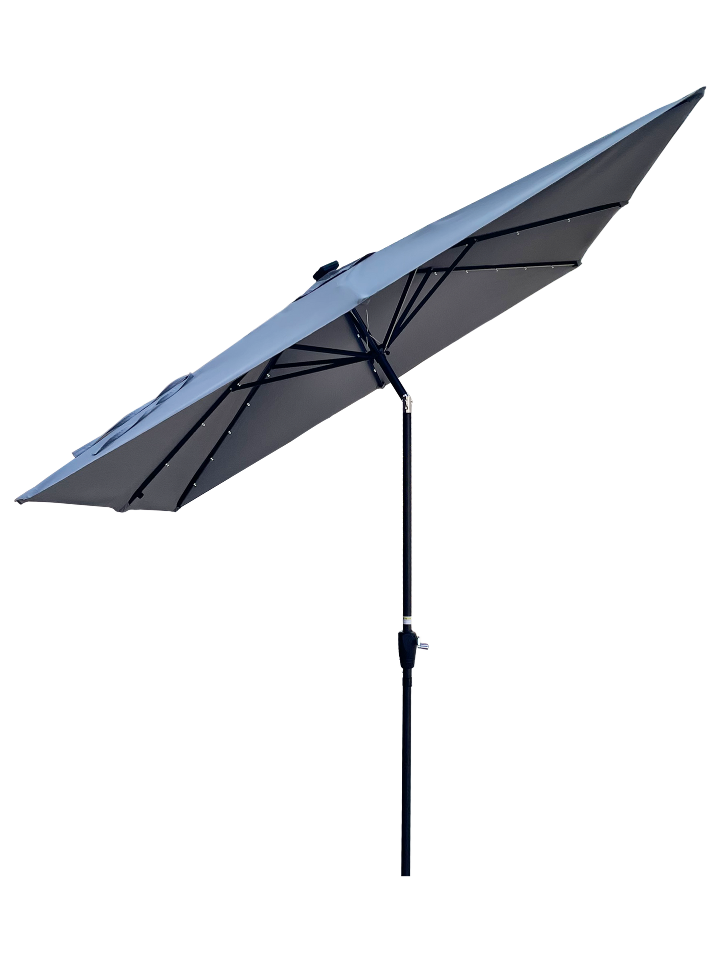 Square 2.5X2.5M Outdoor Patio Umbrella Solar Powered LED Lighted Sun Shade Market Waterproof 8 Ribs Umbrella with Crank and Cross Base for Garden Deck Backyard Pool Shade Outside Deck Swimming Pool