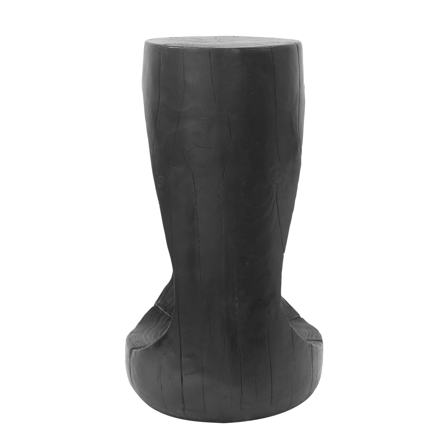 Outdoor Side Table,Hollow Design End Table,Patio Garden Stool Table,Decorative Accent Table for Patio Balcony Beach Pool Side,Lightweight Concrete,Wood Like Texture,Black Color