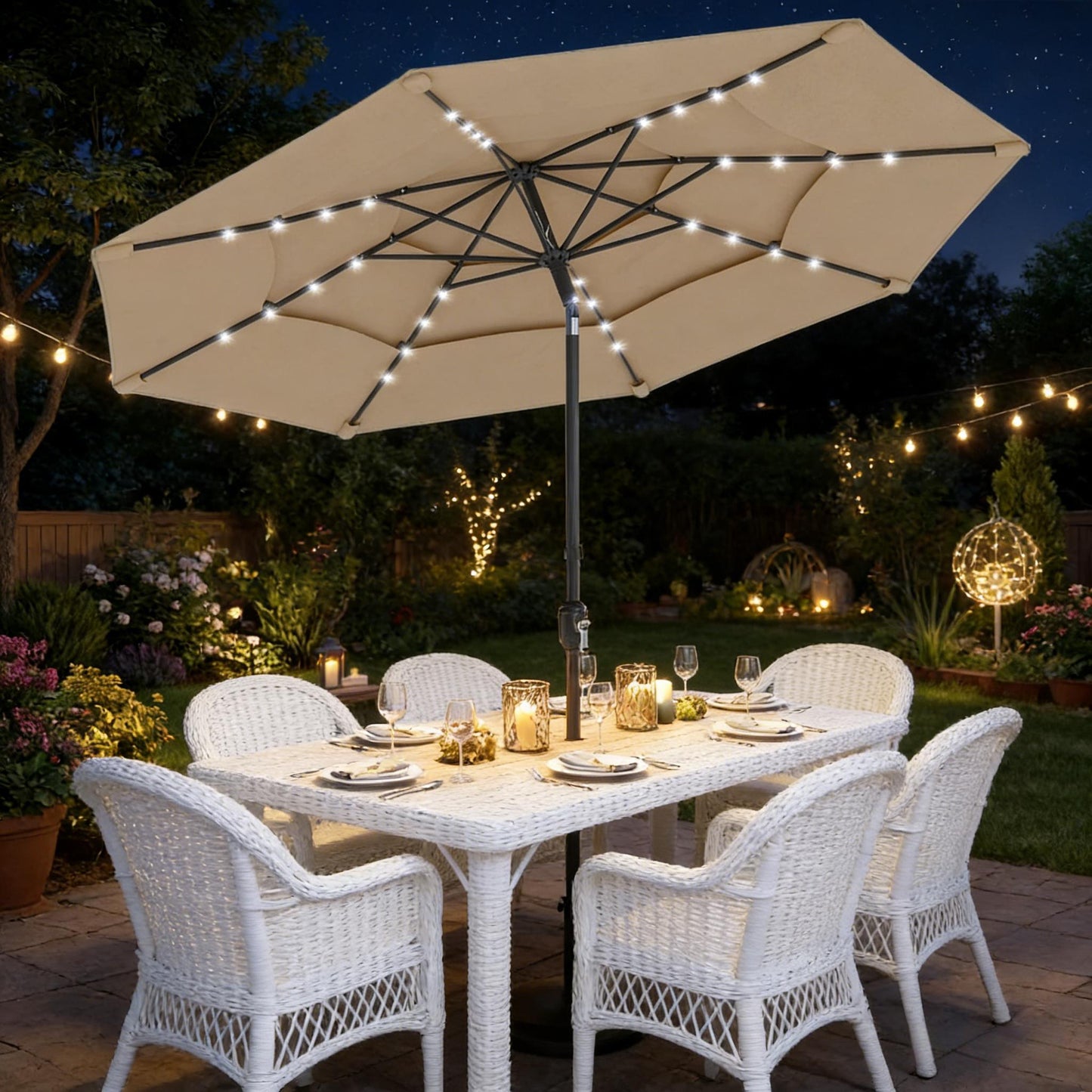Backyard Umbrella,3 Tier Outdoor Table Umbrella,Outdoor Patio Umbrella (Only Umbrella)