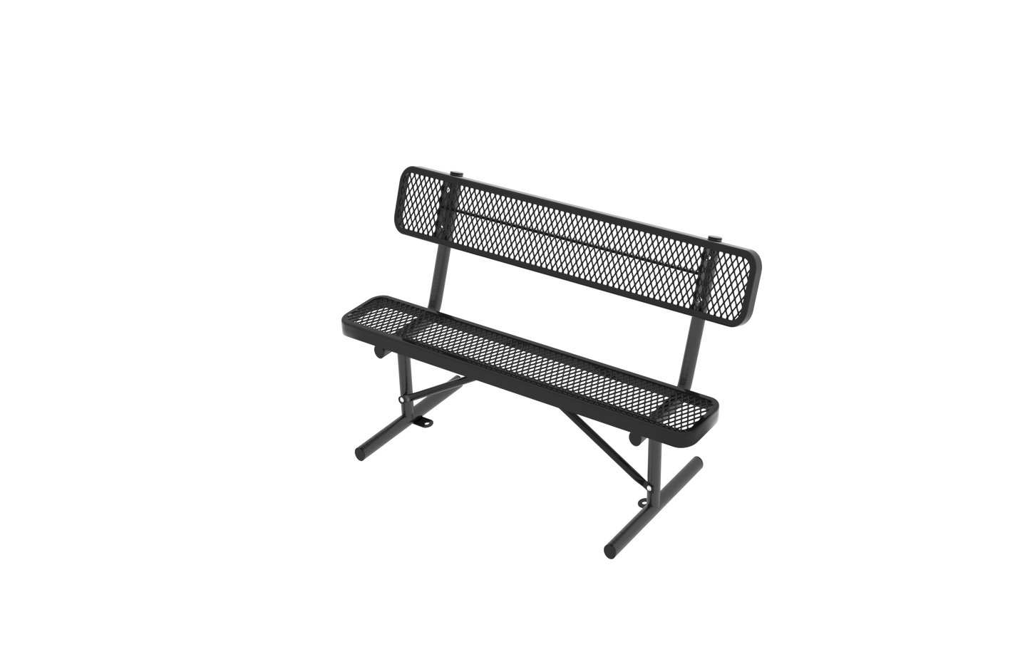 4FT Heavy-Duty Outdoor Metal Park Bench with Backrest, All-Weather Steel Portable Seating, Rust-Proof Commercial Bench for Garden, Patio, Yard, Deck, Parks & Shopping Malls