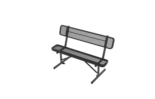 4FT Heavy-Duty Outdoor Metal Park Bench with Backrest, All-Weather Steel Portable Seating, Rust-Proof Commercial Bench for Garden, Patio, Yard, Deck, Parks & Shopping Malls