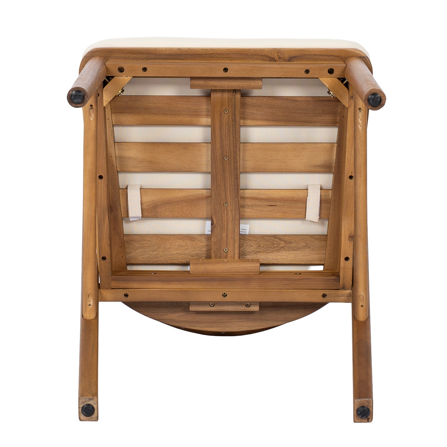 Outdoor Dining Chairs Set of 2, Acacia Wood Patio Chairs with Cream Washable Cushion,for Backyard, Poolside, Garden,Teak