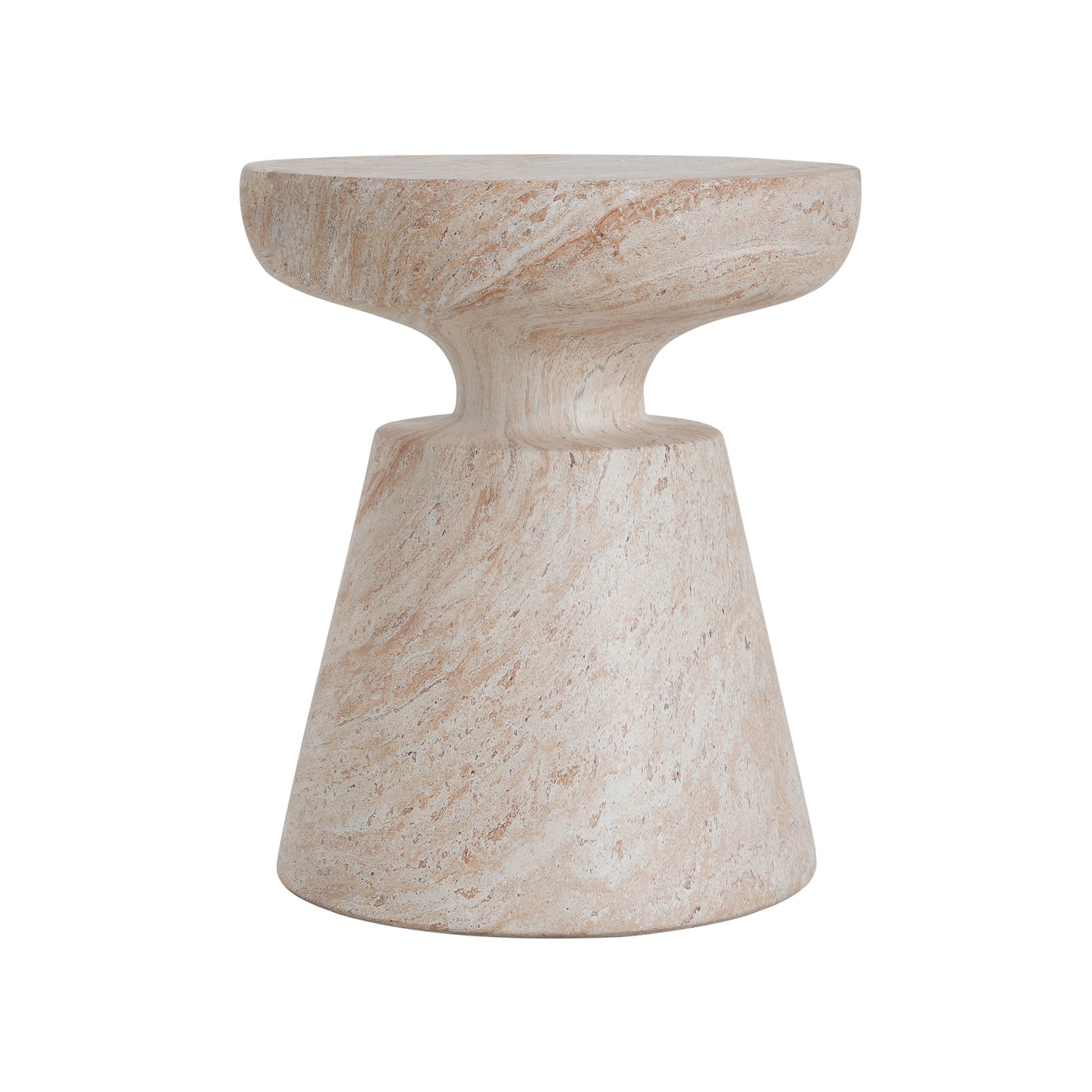 Outdoor/Indoor Lightweight Concrete Side Table,Travertine Finish