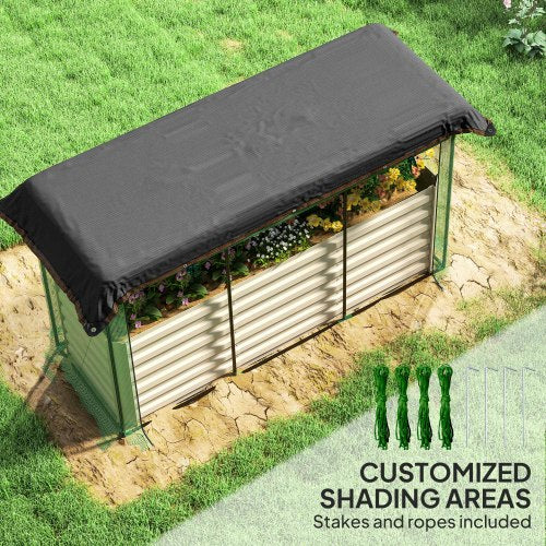 70.75 in. L x 23.5 in. W x 22.75 in. H Beige Steel Raised Garden Bed, Planter Box with Crop Cage