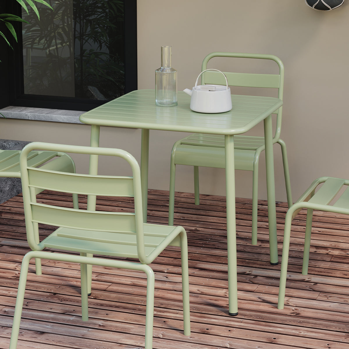 Sera square table  (green) outdoor courtyard table villa open air dining table waterproof table retro American modern simple balcony table coffee table
