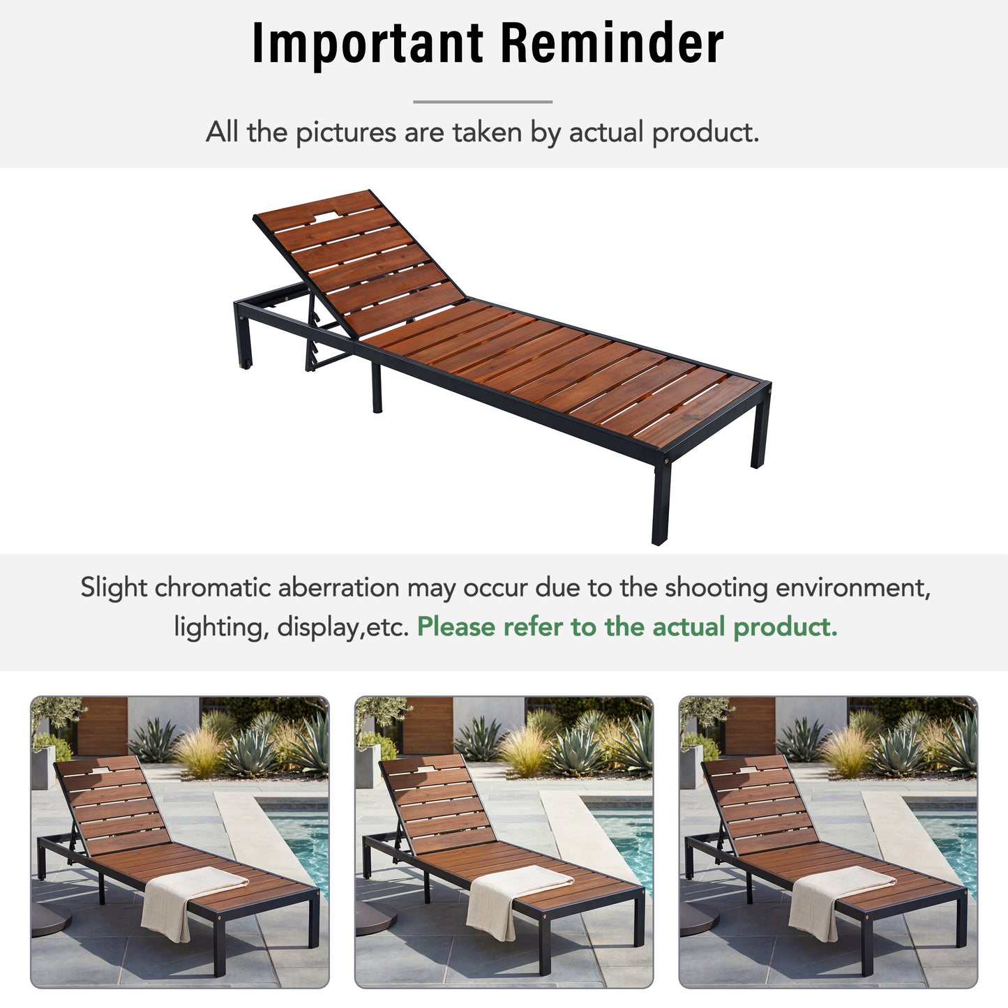 Outdoor Chaise Lounges Pool Lounge Chairs Outdoor Daybed Recliner with Adjustable Backrest for Patio, Poolside or Beach, Black+Brown