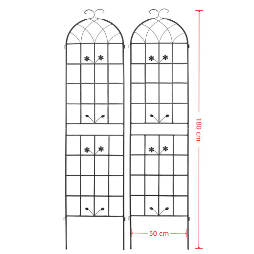 71 in. H Metal Rustproof Garden Trellis in Black, Outdoor Flower Support (2-Pack)