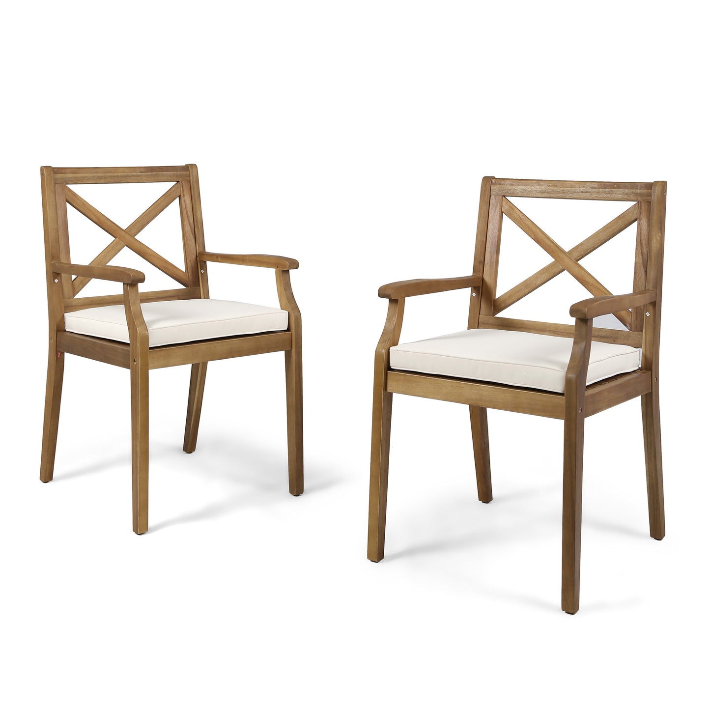 PERLA DINING CHAIR,2PCS with 2 Cream Cushions,for Backyard, Poolside, Garden
