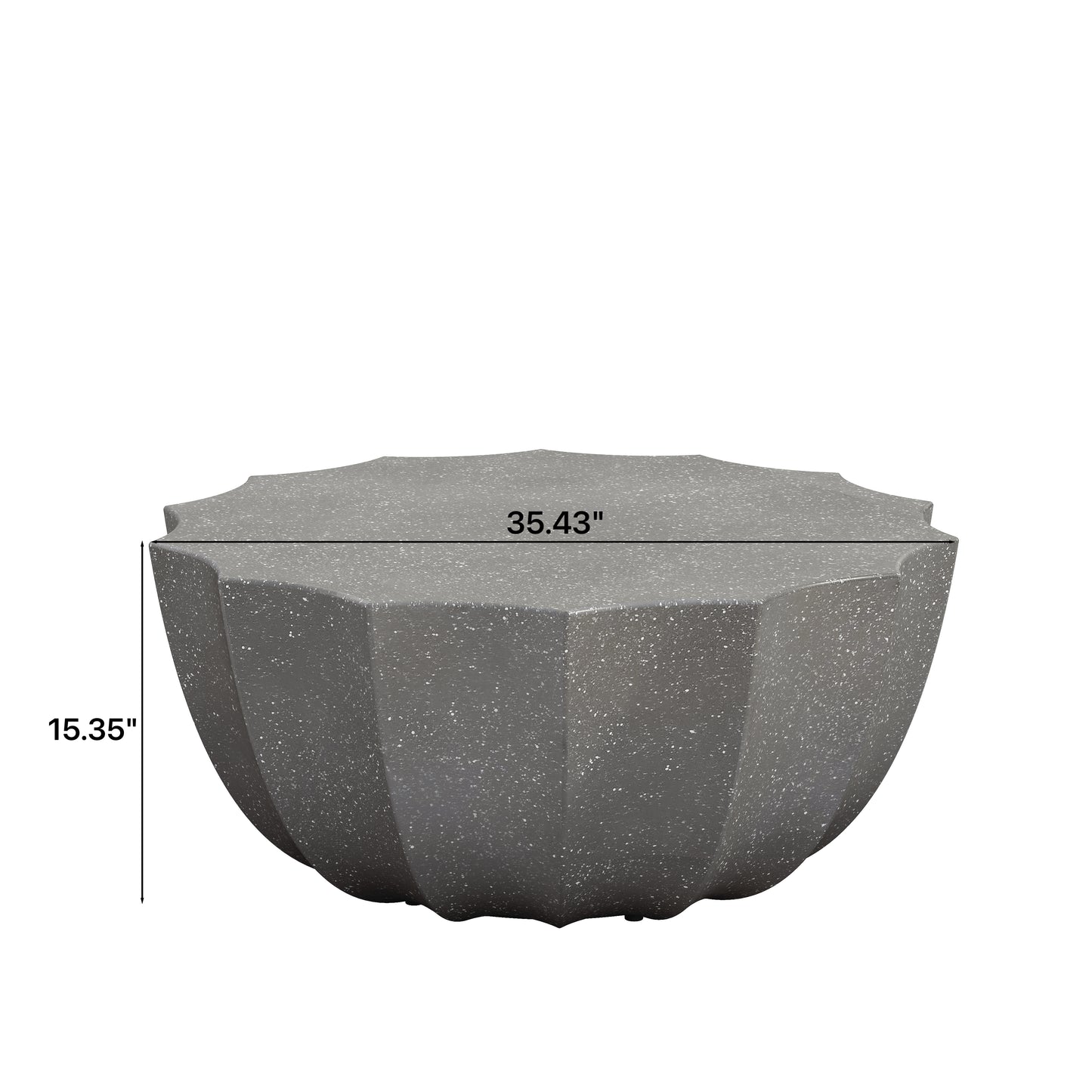 35.43" Modern Outdoor and Indoor Waterproof Coffee Table, Durable MgO Cement Design, Suitable for Terraces, Gardens, Backyards and Living Rooms ( Grey)