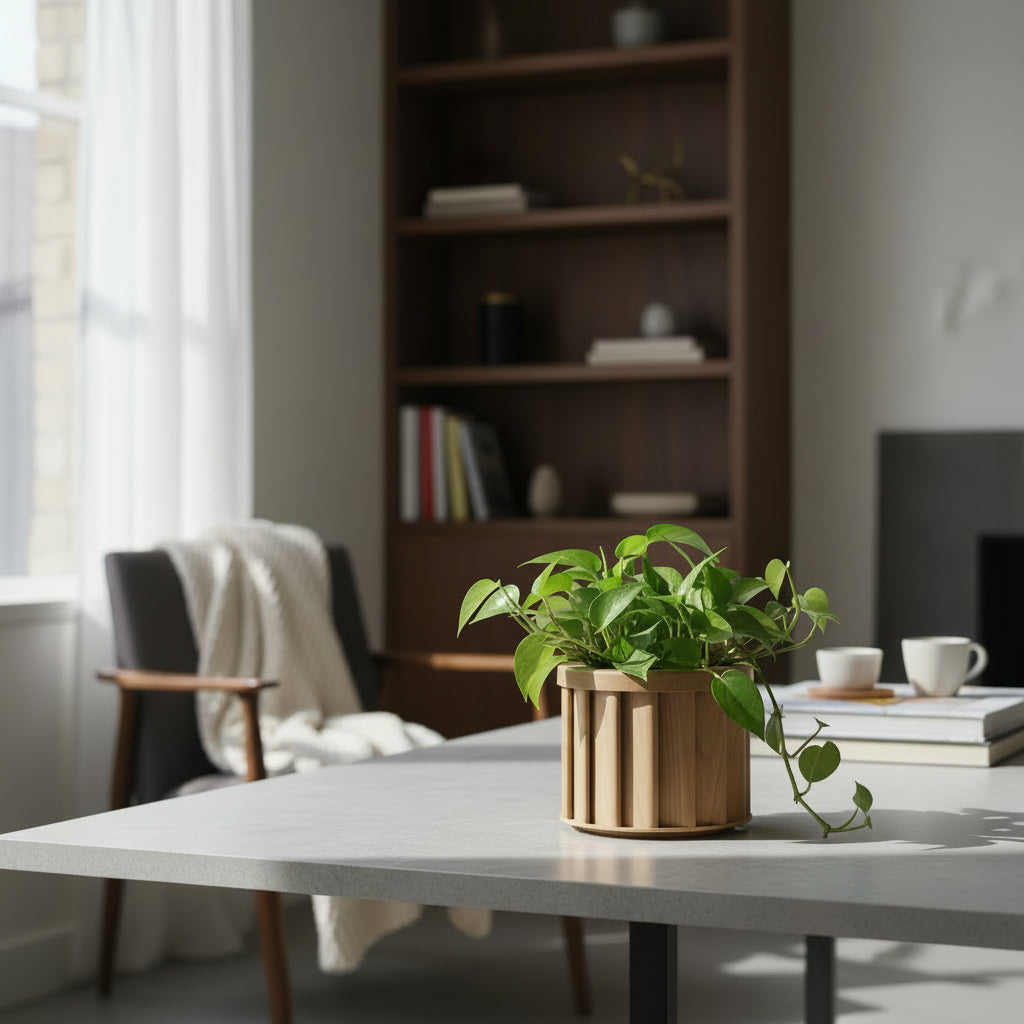 Round Strata Planter SM - Ash Brown